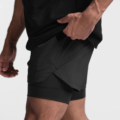 Korte sportbroek heren 2-in-1